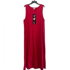 Vintage Westbound Dress Womens Large Red Christmas Winter Maxi Sleeveless NEW